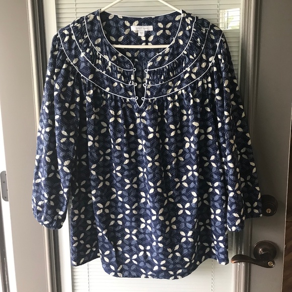 J. Jill Blue and White Floral Blouse - Picture 3 of 7